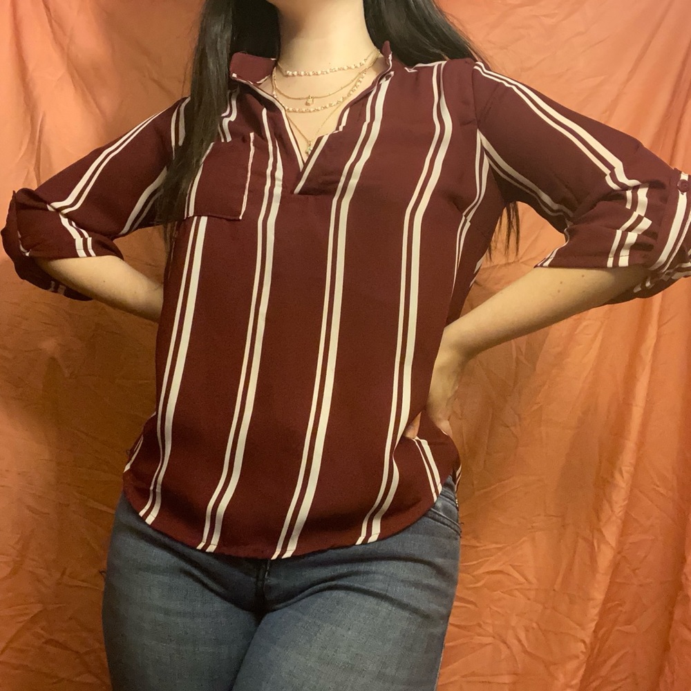 Maroon Striped Blouse